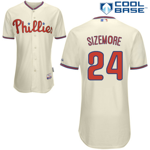 Grady Sizemore #24 MLB Jersey-Philadelphia Phillies Men's Authentic Alternate White Cool Base Home Baseball Jersey